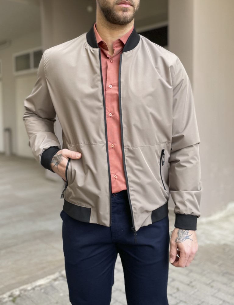 Wous Ανδρικό μπεζ ελαφρύ Bomber Jacket WS2803B